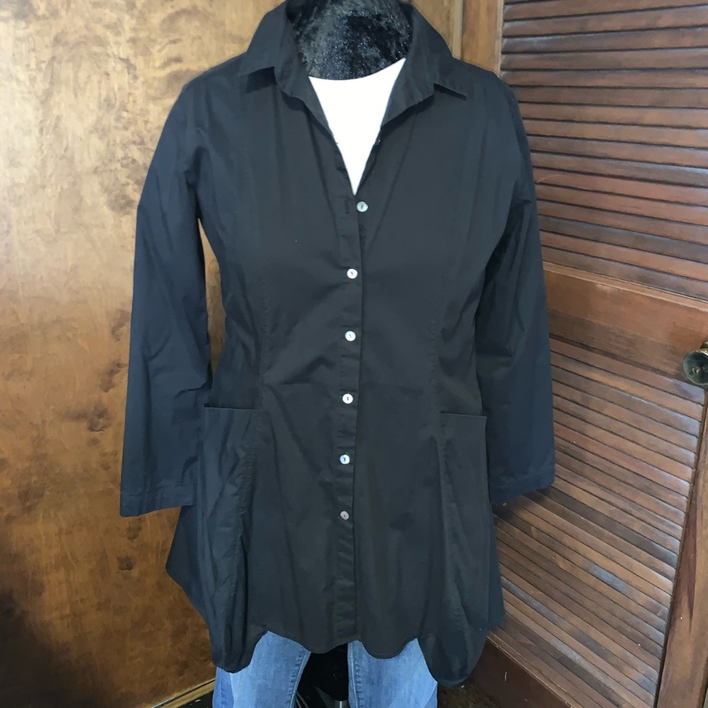 Black Button down Tunic